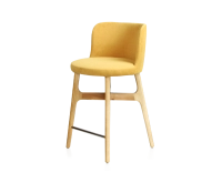Tabouret de bar h60 cm bois teinte naturelle assise tissu jaune Tabouret de bar h60 cm bois teinte naturelle assise tissu jaune