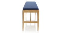 Banc design bois teinte naturelle assise tissu bleu marine L140 cm Banc design bois teinte naturelle assise tissu bleu marine L140 cm
