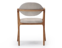 Designer armchair natural wood finish and sand velvet fabric Designer armchair natural wood finish and sand velvet fabric