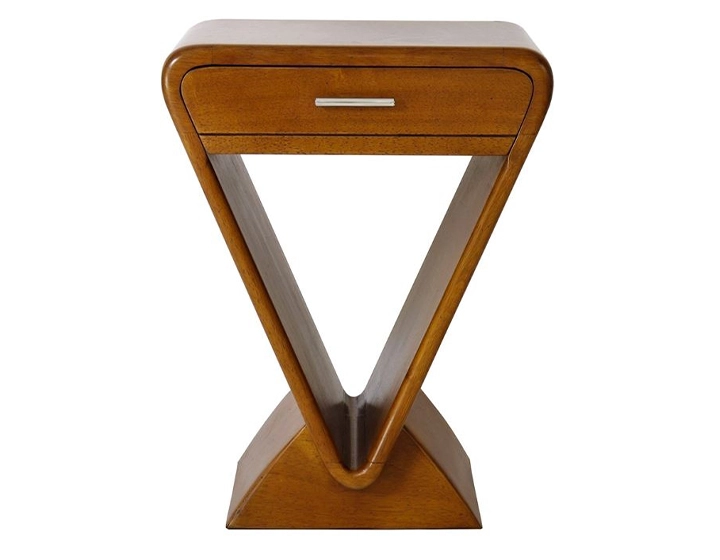 Table de chevet art déco bois teinte merisier Table de chevet art déco bois teinte merisier