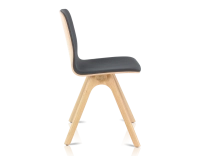 Upholstered oak designer chair natural wood stain, anthracite grey fabric seat Upholstered oak designer chair natural wood stain, anthracite grey fabric seat
