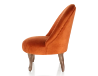 Fauteuil crapaud sans accoudoirs pieds bois teinte noyer et tissu velours terracotta Fauteuil crapaud sans accoudoirs pieds bois teinte noyer et tissu velours terracotta