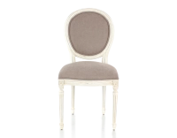Chaise ancienne style Louis XVI bois teinte blanche cérusée et tissu taupe Chaise ancienne style Louis XVI bois teinte blanche cérusée et tissu taupe