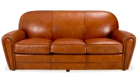 Canapé club cuir 3 places marron clair accoudoirs passepoil Canapé club cuir 3 places marron clair accoudoirs passepoil