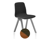 Chaise design en chêne tapissé bois teinte merisier assise tissu bouclé vert