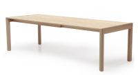 Extending table for 8 to 12 people in oak and ceramic with ceramic extensions natural wood finish and ceramic travertine stone effect 180x100 cm Extending table for 8 to 12 people in oak and ceramic with ceramic extensions natural wood finish and ceramic travertine stone effect 180x100 cm