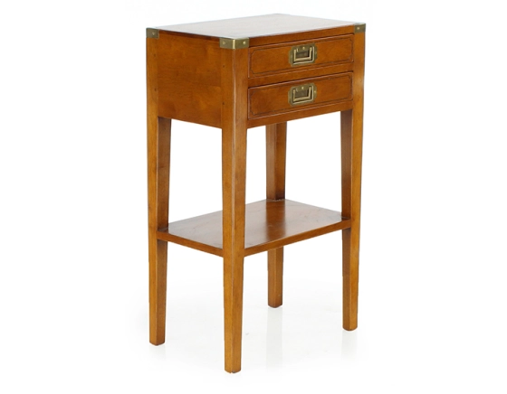 Navy bedside table cherry-stained wood