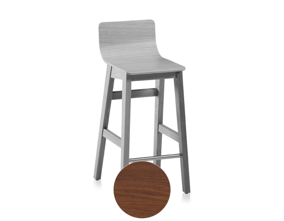 Tabouret de bar en chêne H60 cm bois teinte noyer