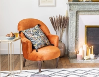 Toad armchair with armrests walnut-stained wooden legs and terracotta velvet fabric Toad armchair with armrests walnut-stained wooden legs and terracotta velvet fabric