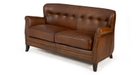 Canapé club cuir 2 places marron vintage accoudoirs cloutés Canapé club cuir 2 places marron vintage accoudoirs cloutés
