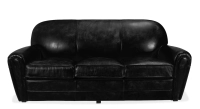 Canapé club cuir 3 places noir accoudoirs passepoil Canapé club cuir 3 places noir accoudoirs passepoil
