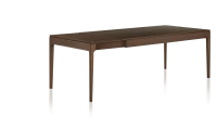 Table extensible en chêne 8 à 12 personnes avec plateau et allonges bois teinte marron foncé 180x100 cm