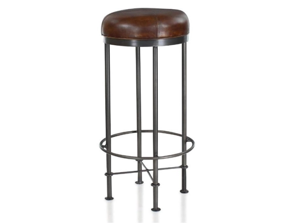 Tabouret de bar vintage cuir marron soutenu