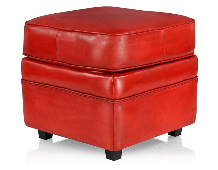 Leather pouffe red Leather pouffe red