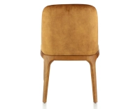 Designer chair Cherry-stained wood and bronze velvet fabric Designer chair Cherry-stained wood and bronze velvet fabric