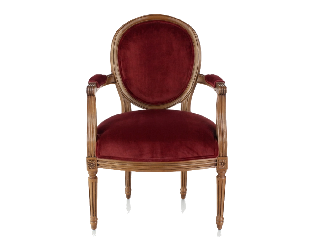 Sillón antiguo estilo Luis XVI bois teinte ancienne et tissu bordeaux
