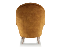 Fauteuil crapaud avec accoudoirs pieds bois teinte noyer et tissu velours bronze haut dossier Fauteuil crapaud avec accoudoirs pieds bois teinte noyer et tissu velours bronze haut dossier