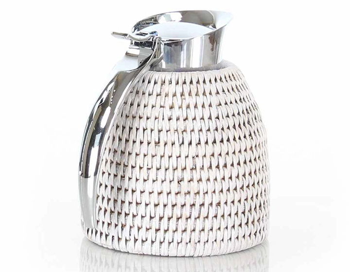 Thermos en rotin blanc 0.3 litre Thermos en rotin blanc 0.3 litre