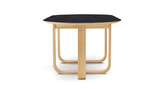 10 person oak and ceramic dining table with natural wood stain and slate effect ceramic top 250x100 cm