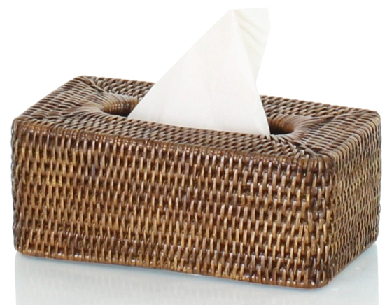 Boîte a mouchoirs rectangulaire en rotin brun