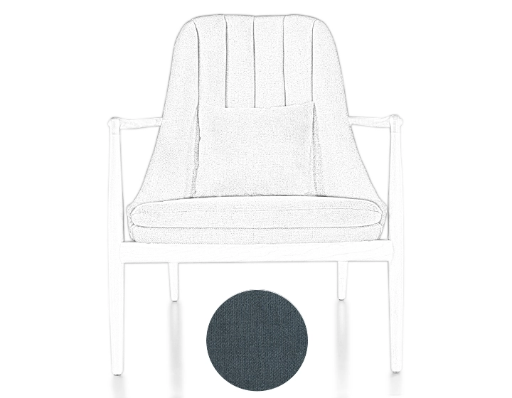 Fauteuil scandinave bois teinte merisier et tissu bleu jean Fauteuil scandinave bois teinte merisier et tissu bleu jean