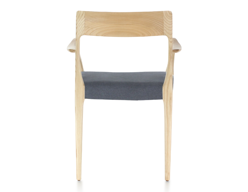 Chaise scandinave avec accoudoirs bois teinte naturelle assise tissu gris Chaise scandinave avec accoudoirs bois teinte naturelle assise tissu gris