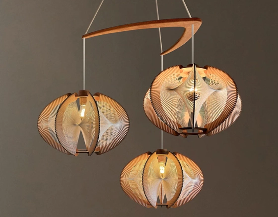 Suspension en bois et fil de coton tressage twist