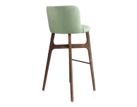 Tabouret de bar h80 cm bois teinte marron foncée assise tissu vert Tabouret de bar h80 cm bois teinte marron foncée assise tissu vert