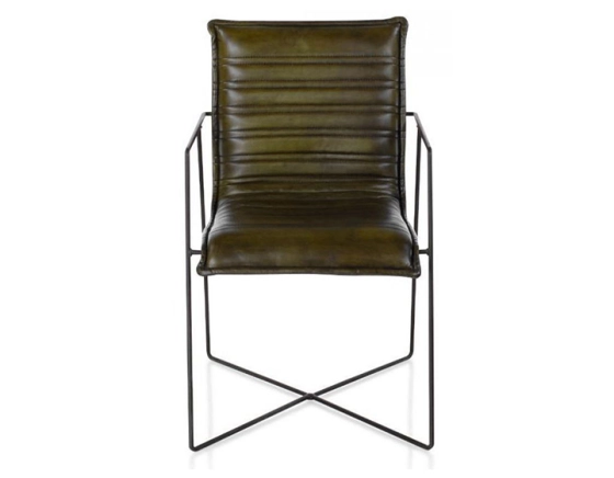 Fauteuil de bureau cuir vert olive