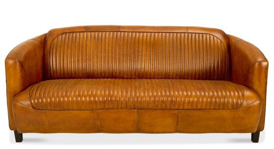 3 seater leather club sofa cognac