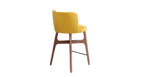Taburete de bar h60 cm madera tinte nogal asiento tejido amarillo