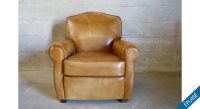 Leather club armchair light brown