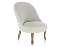 Fauteuil crapaud sans accoudoirs pieds bois teinte noyer et tissu beige naturel Fauteuil crapaud sans accoudoirs pieds bois teinte noyer et tissu beige naturel