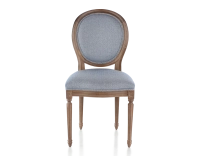 Chaise ancienne style Louis XVI bois teinte marron foncé et tissu chevron bleu Chaise ancienne style Louis XVI bois teinte marron foncé et tissu chevron bleu