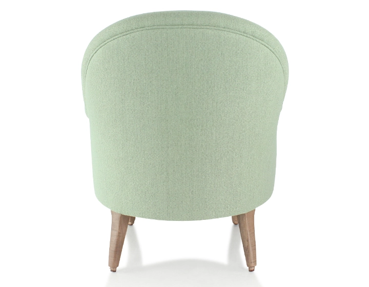 Toad armchair with armrests walnut-stained wooden legs and sage green fabric Toad armchair with armrests walnut-stained wooden legs and sage green fabric