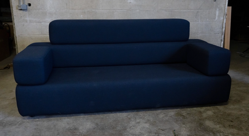 Antique 3 seater sofa tissu bleu marine