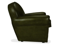 Fauteuil club cuir vert olive accoudoirs cloutés Fauteuil club cuir vert olive accoudoirs cloutés