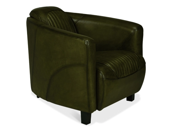 Fauteuil club cuir vert olive