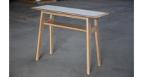 Fixed console without drawer in natural oak and white marble effect ceramic 100x40 cm Fixed console without drawer in natural oak and white marble effect ceramic 100x40 cm