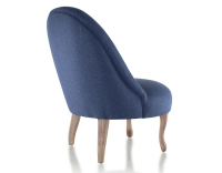 Fauteuil crapaud sans accoudoirs pieds bois teinte noyer et tissu bleu marine Fauteuil crapaud sans accoudoirs pieds bois teinte noyer et tissu bleu marine