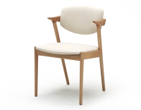 Chaise scandinave bois teinte naturelle assise tissu blanc cassé Chaise scandinave bois teinte naturelle assise tissu blanc cassé