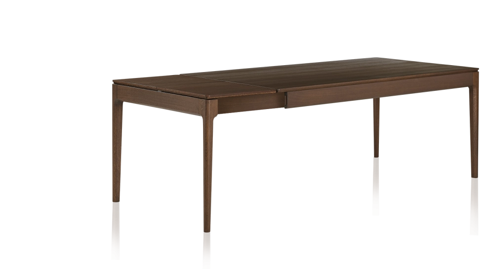 Table extensible en chêne 6 à 12 personnes avec plateau et allonges bois teinte marron foncé 140x100 cm Table extensible en chêne 6 à 12 personnes avec plateau et allonges bois teinte marron foncé 140x100 cm