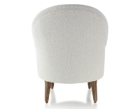Fauteuil crapaud avec accoudoirs pieds bois teinte noyer et tissu bouclé blanc Fauteuil crapaud avec accoudoirs pieds bois teinte noyer et tissu bouclé blanc