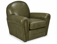 Fauteuil club cuir vert olive accoudoirs cloutés