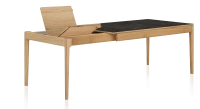 Table extensible 6 à 10 personnes en chêne et céramique allonges bois avec bois teinte naturelle et plateau céramique effet ardoise 140x90 cm Table extensible 6 à 10 personnes en chêne et céramique allonges bois avec bois teinte naturelle et plateau céramique effet ardoise 140x90 cm