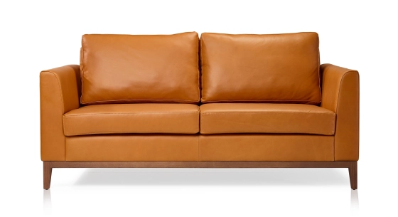 Canapé design 2,5 places cuir caramel