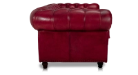 Canapé Chesterfield cuir 2 places rouge carmin accoudoirs cloutés Canapé Chesterfield cuir 2 places rouge carmin accoudoirs cloutés