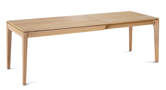 Table extensible 8 à 14 personnes en chêne avec plateau et allonges bois teinte naturelle 210x100 cm