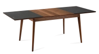 Table extensible 6 à 12 personnes en noyer et céramique allonges bois avec bois teinte naturelle et plateau céramique effet ardoise 140x100 cm Table extensible 6 à 12 personnes en noyer et céramique allonges bois avec bois teinte naturelle et plateau céramique effet ardoise 140x100 cm