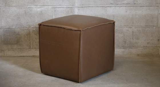 Pouf cuir de vachette noisette